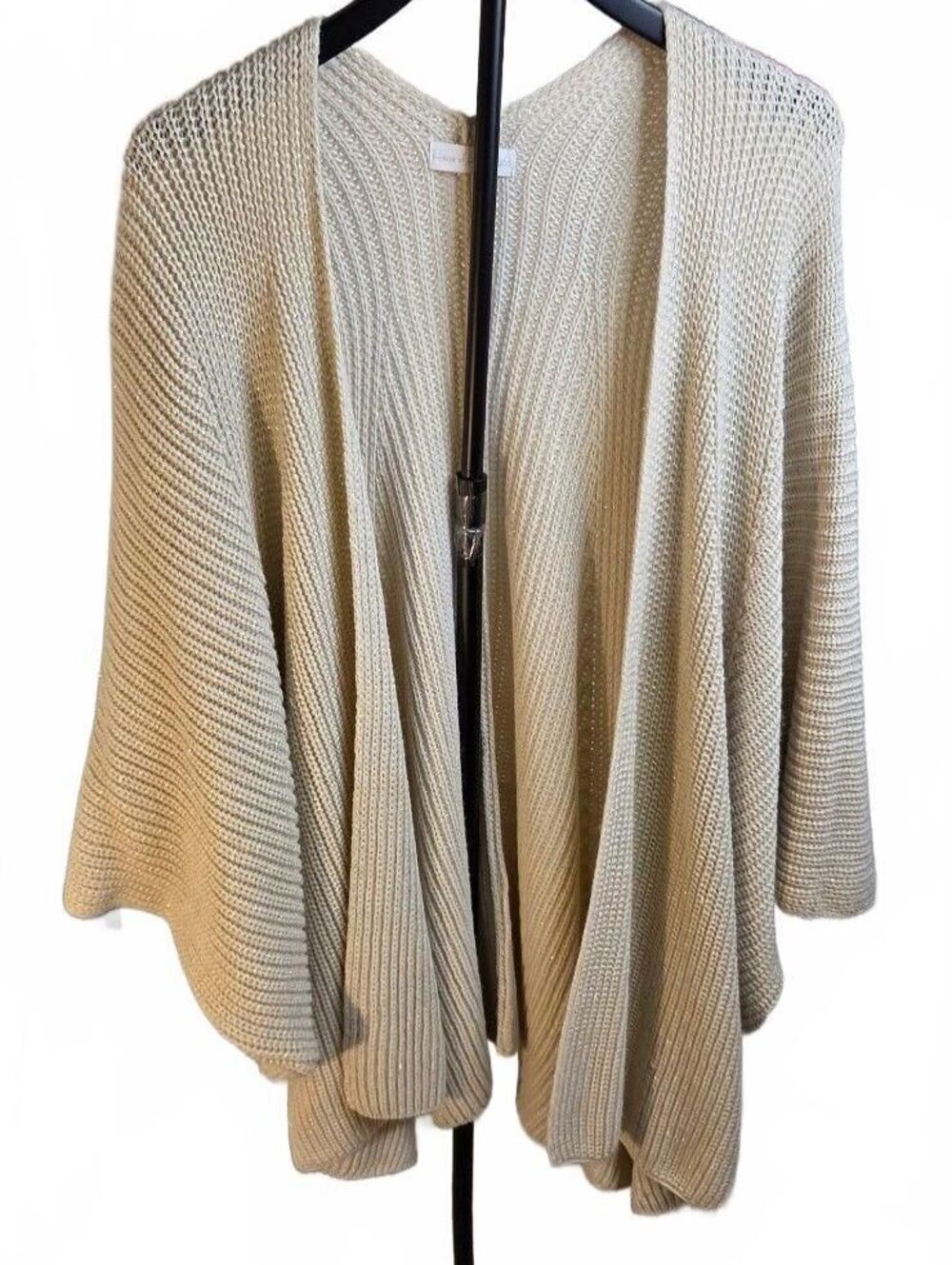House of Harlow 1960 Cream Knit Open Front Cape Cardigan OS